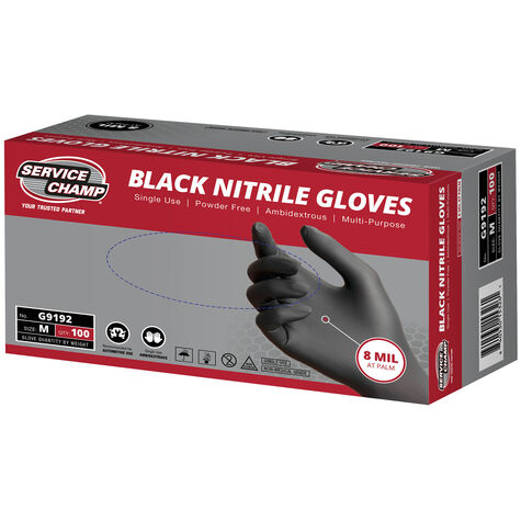 Service Champ Black Nitrile Gloves w/Grip - Medium product photo